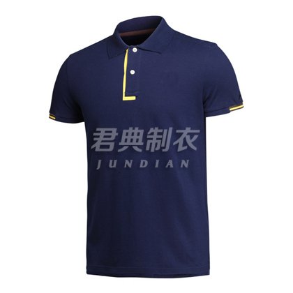 藏藍(lán)色撞色門(mén)襟高檔polo衫